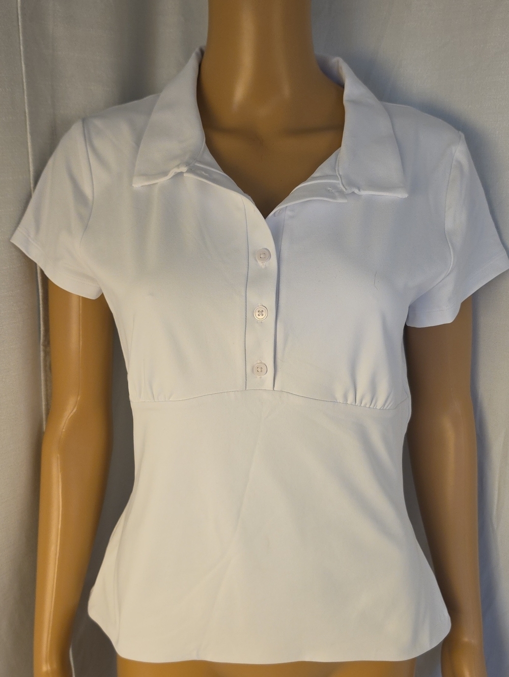 Aritzia White Short-Sleeve Polo Button-Down Top